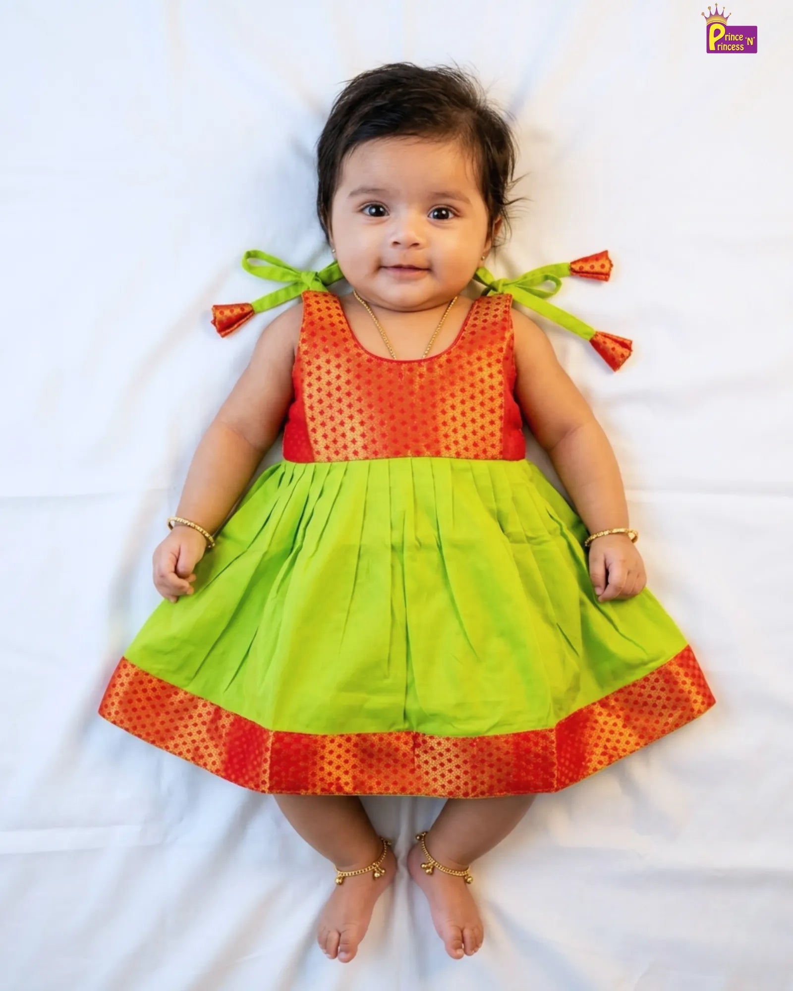 New Born Green Red Lakshana Frock LF275