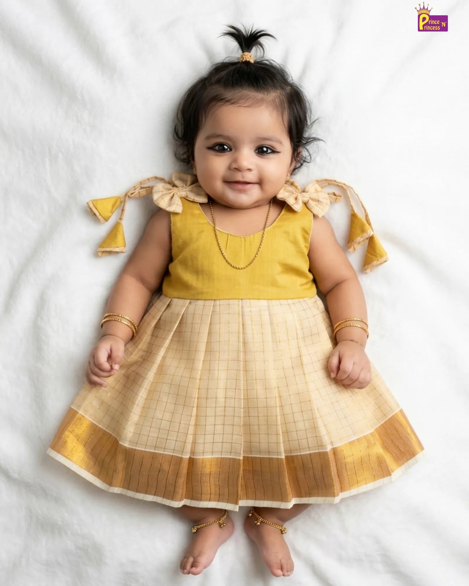 newborn yellow dress Baby Girl Onam Dress Mustard Kerala Cotton