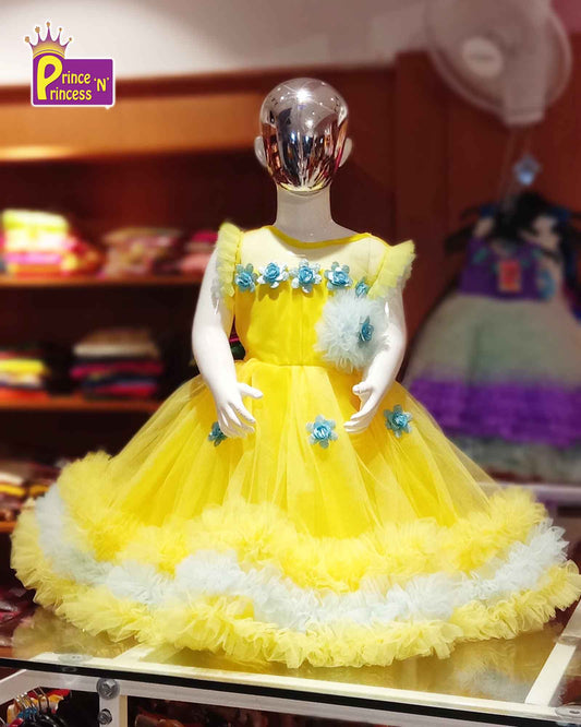 Kids Yellow  Prince N Princess Party Gown BG033