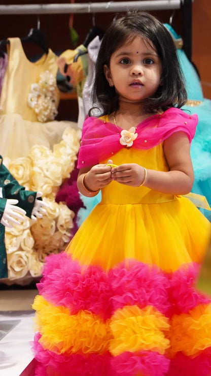 Kids Pink Orange Birthday Gown BG154 Prince N Princess