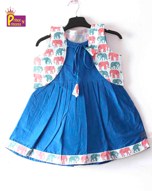 Cotton Printed Coat with Blue Frock CF235 Prince N Princess
