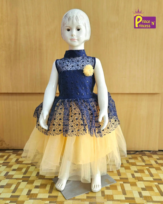 Halter neck Blue and Biege Party Frock LDF328 Prince N Princess