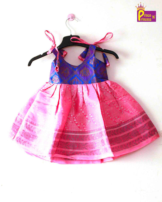 Toddlers Violet Blue Silk Knot Type Frock LF444 Prince N Princess