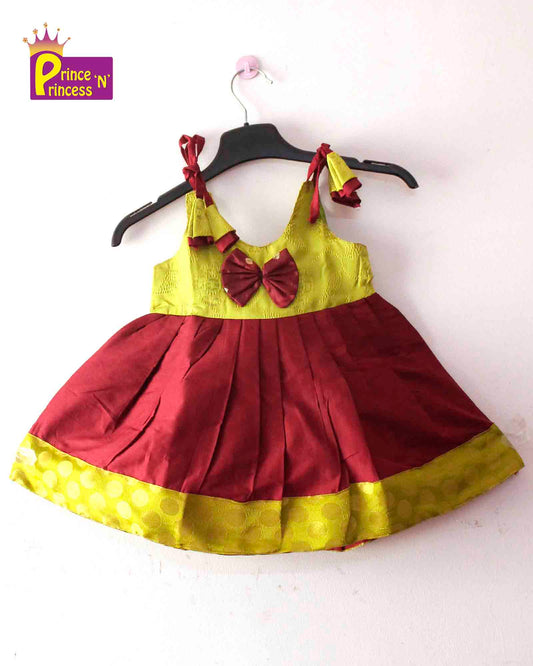 Toddlers Brown Raw Silk Knot Type Frock LF468 Prince N Princess