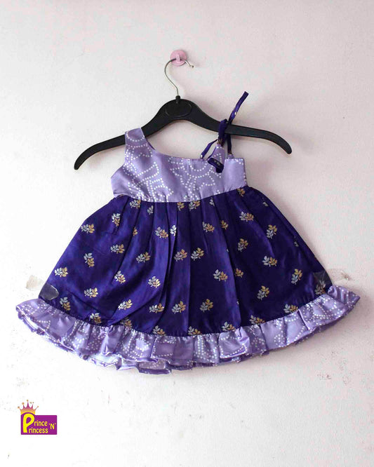 Toddlers Purple  Knot  Pattu Frock LF544 Prince N Princess