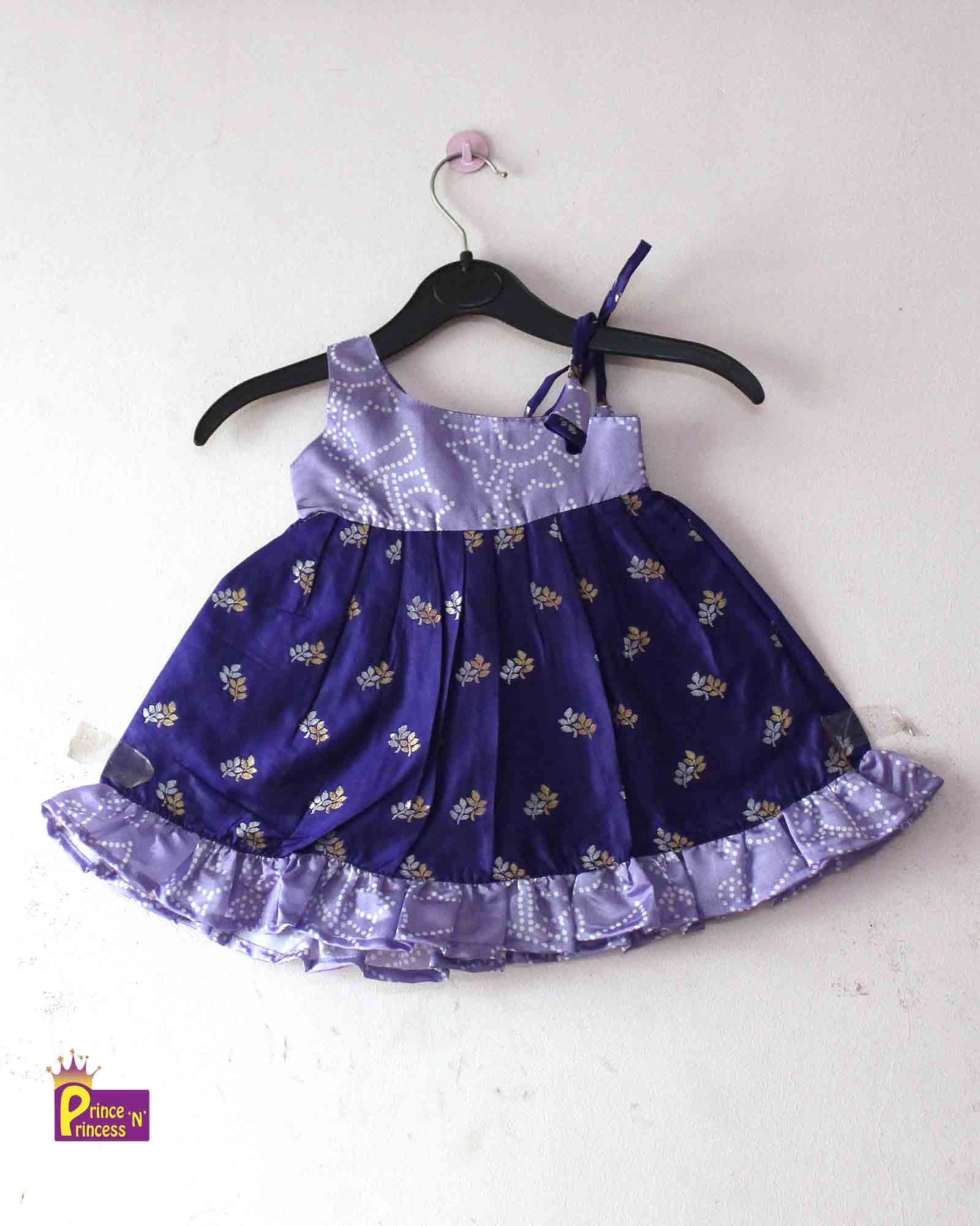 Toddlers Purple  Knot  Pattu Frock LF544 Prince N Princess