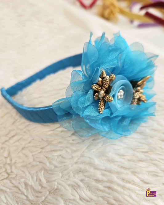 Blue Satin Hair Band with Foam Flow