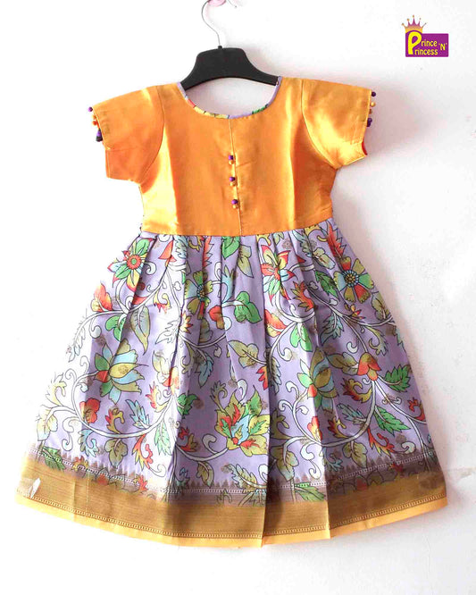 Kids Purple yellow Simple Organza  Gown PG393 Prince N Princess