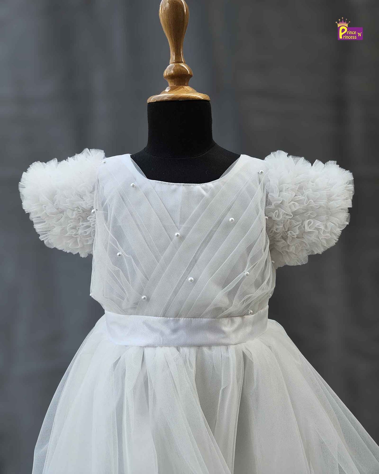 White Kids  Netted long gown PG425 Prince N Princess