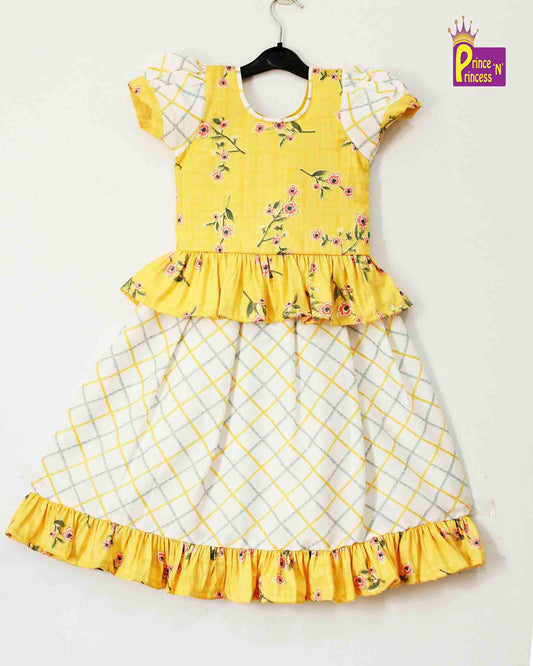 Kids Yellow Print Cotton Tops Skirt  PPP959 Prince N Princess