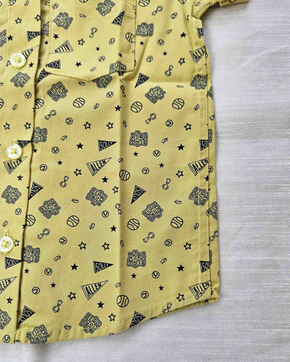 Kids Cotton Printed Yellow half Sleeve shirt ST149 Prince N Princess