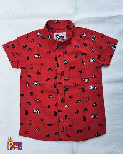Kids Cotton Printed Red half Sleeve shirt ST151 Prince N Princess