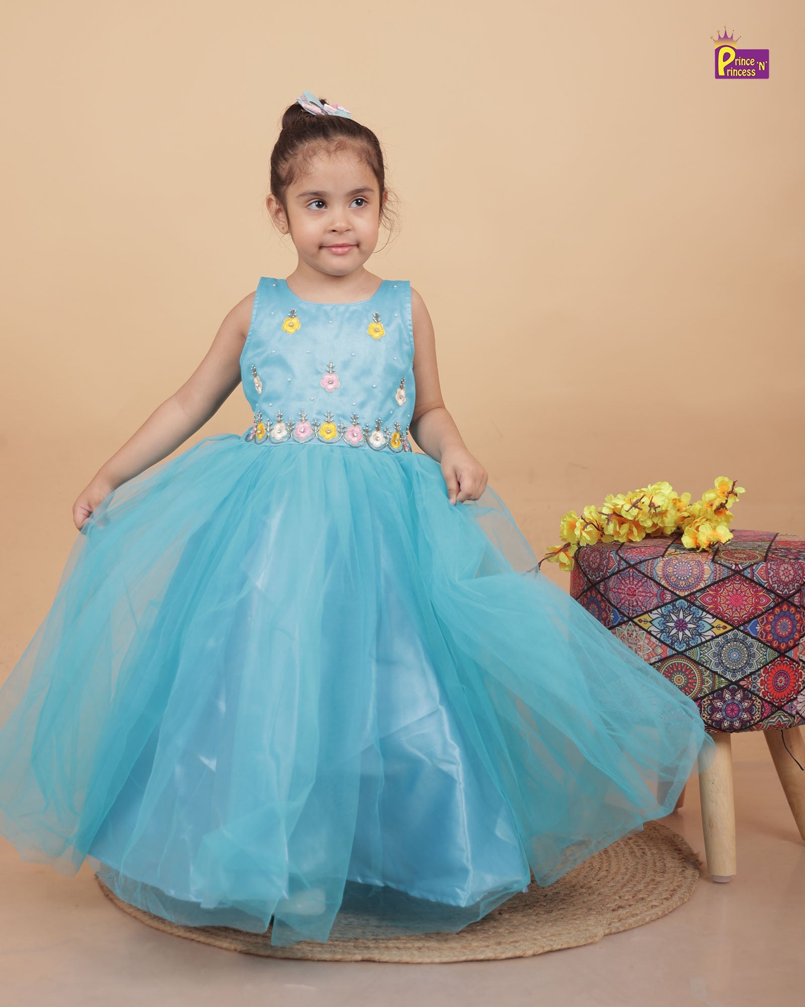 Kids Blue Aari work Prince N Princess Birthday Gown WGF035 - Prince N Princess Birthday dress 2Y Kids Blue Aari work Prince N Princess Birthday Gown WGF035 - Prince N Princess Birthday dress 2Y