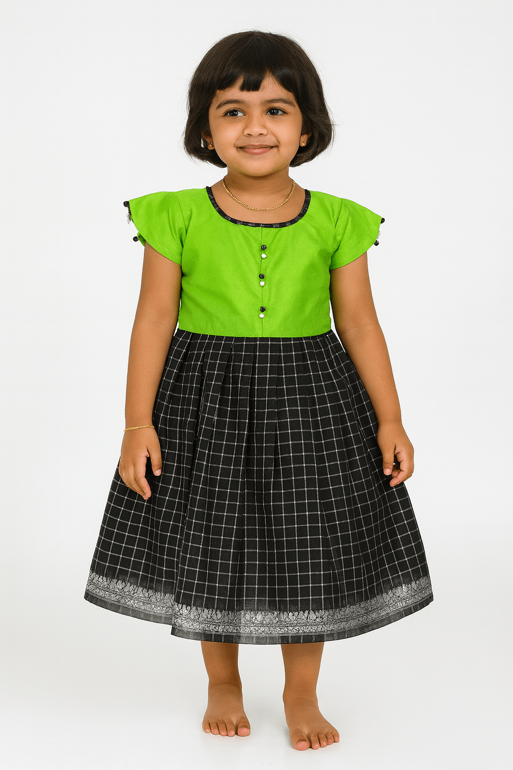 green emerald velvet dress Kids Green And Black Organza Gown PG372