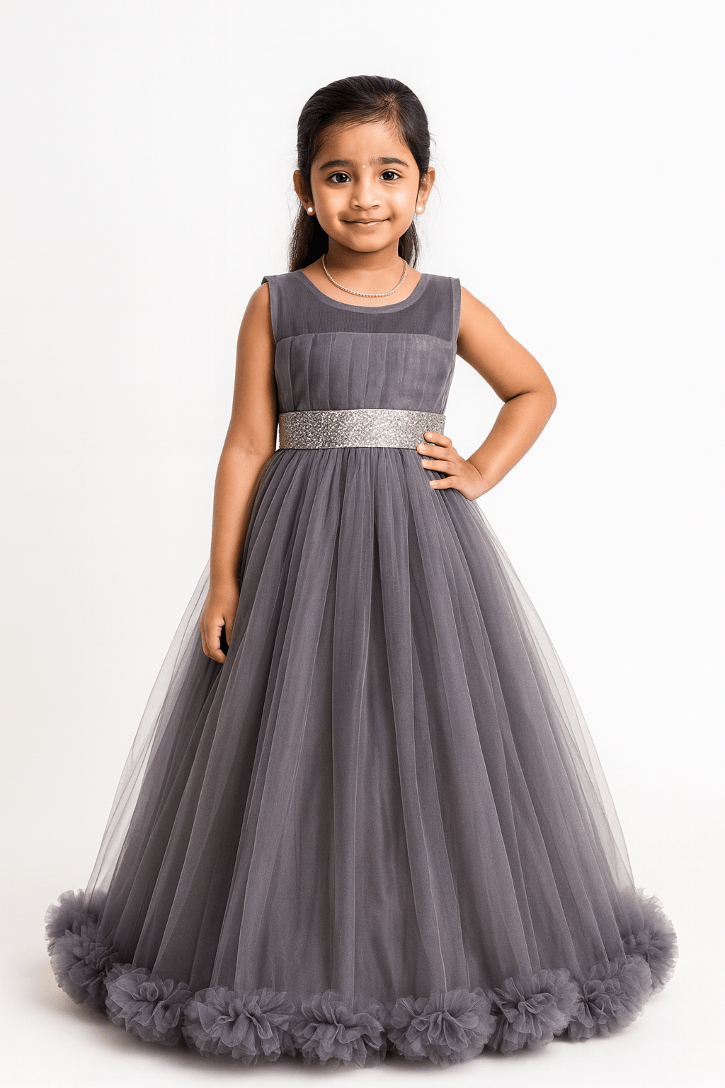 Kids Grey Party frock BG202