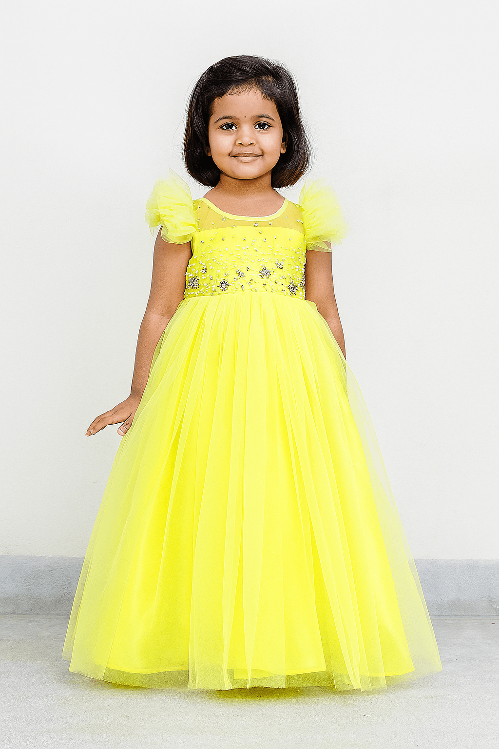 Kids Yellow Aari work Prince N Princess Birthday Gown WGF034 - Prince N Princess Birthday dress Kids Yellow Aari work Prince N Princess Birthday Gown WGF034 - Prince N Princess Birthday dress