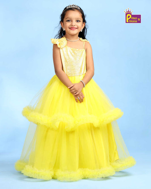 Kids Yellow Grand Birthday Gown BG047