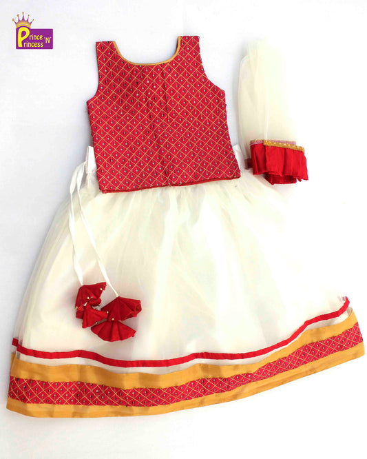 Red and White Sequence Embroidery tops Lehenga Choli LC146 Prince N Princess