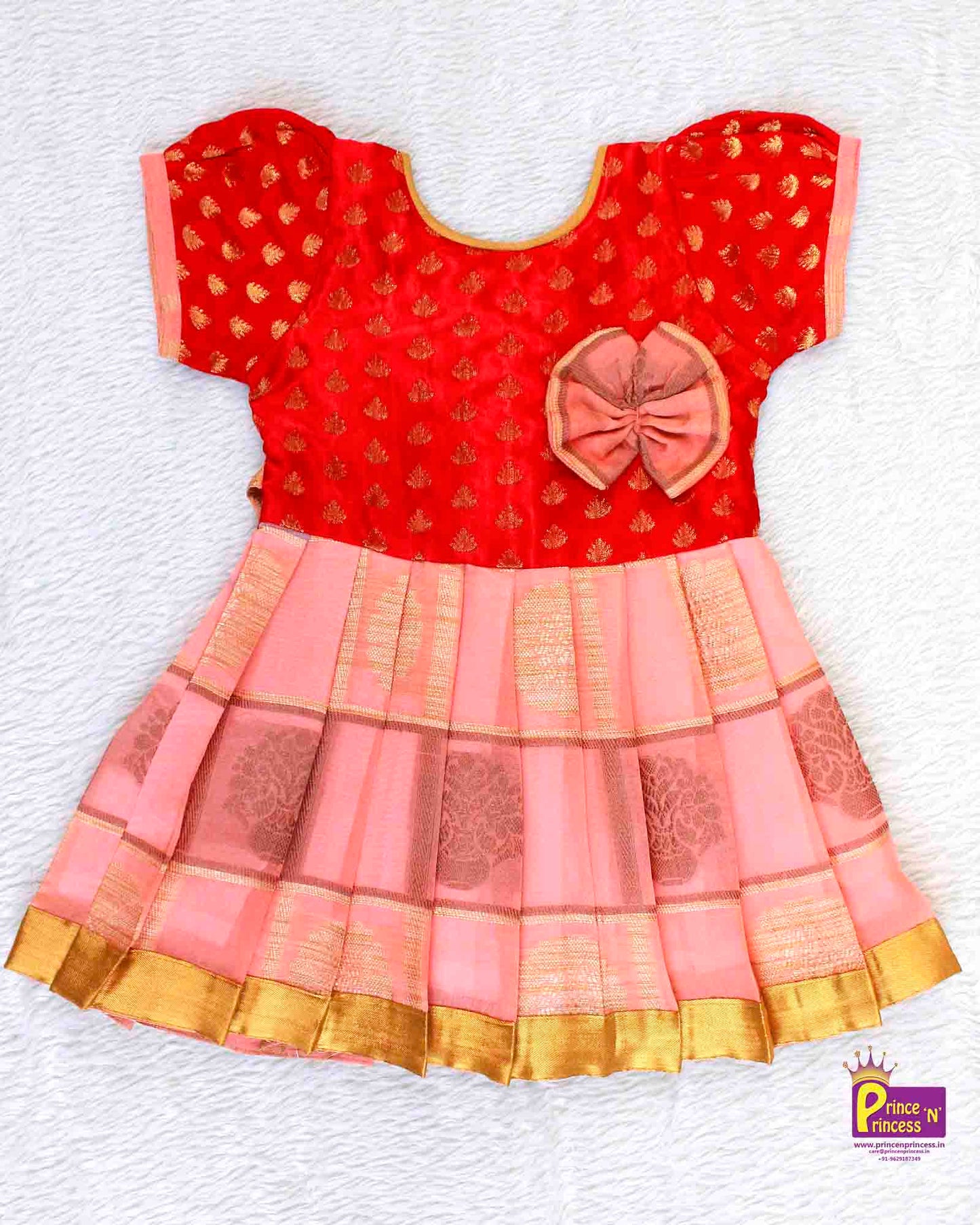 Kids Red Peach  Party Frock LDF194 Prince N Princess