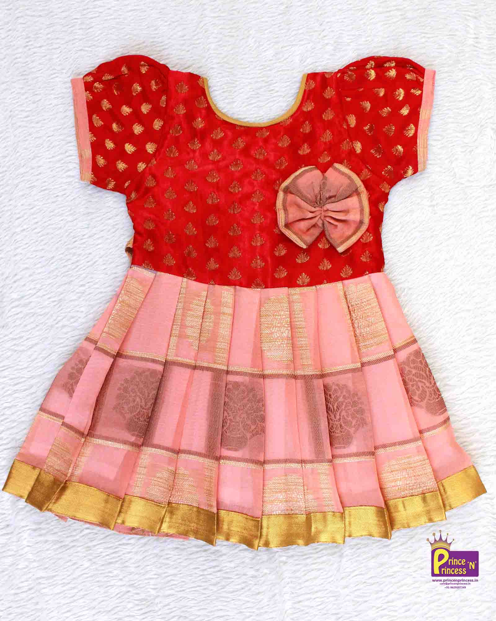 Kids Red Peach  Party Frock LDF194 Prince N Princess