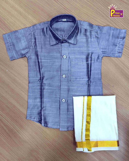 Boys South Indian Grey Shirt Dhoti SD007 Prince N Princess