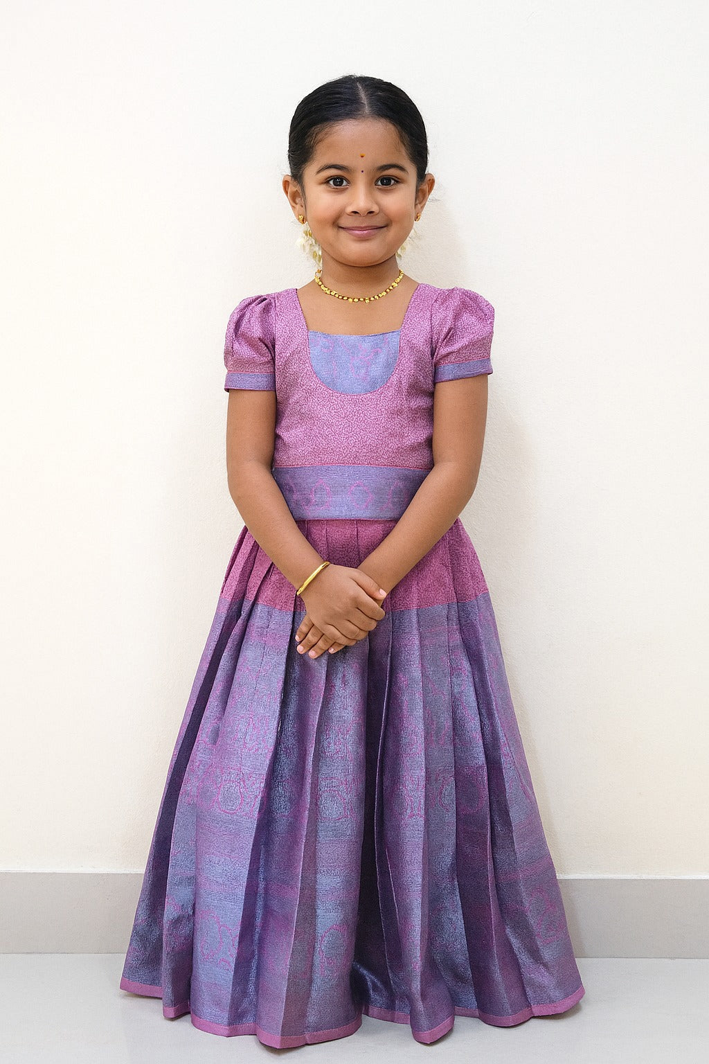 Kids Purple copper Traditional Pattupavadai PPP1696