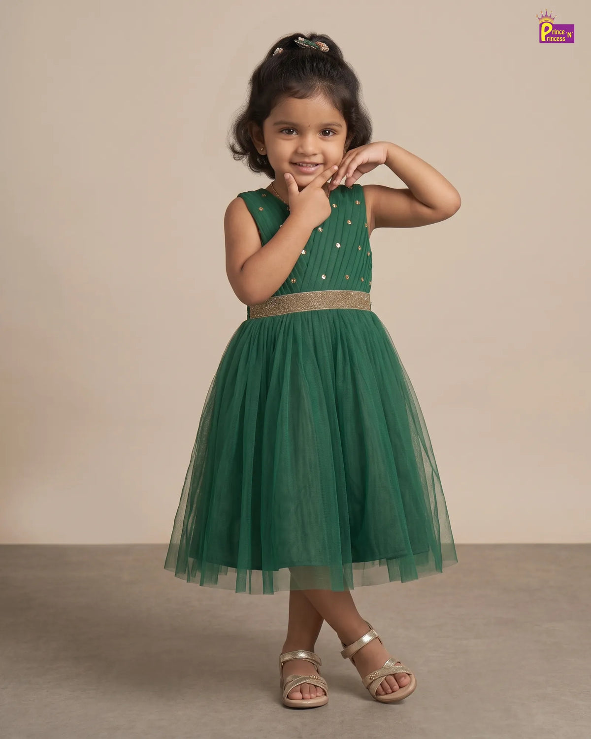 Green V Neck Party & Birthday Wear WGF059