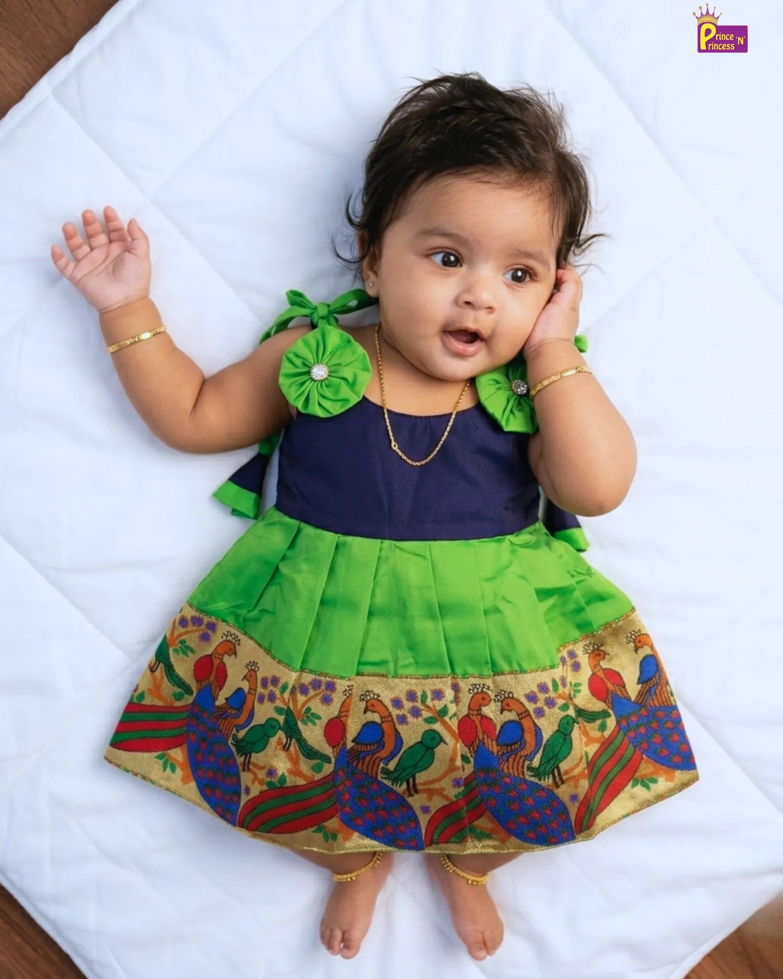 Newborn Lakshana Frock Peacock Border