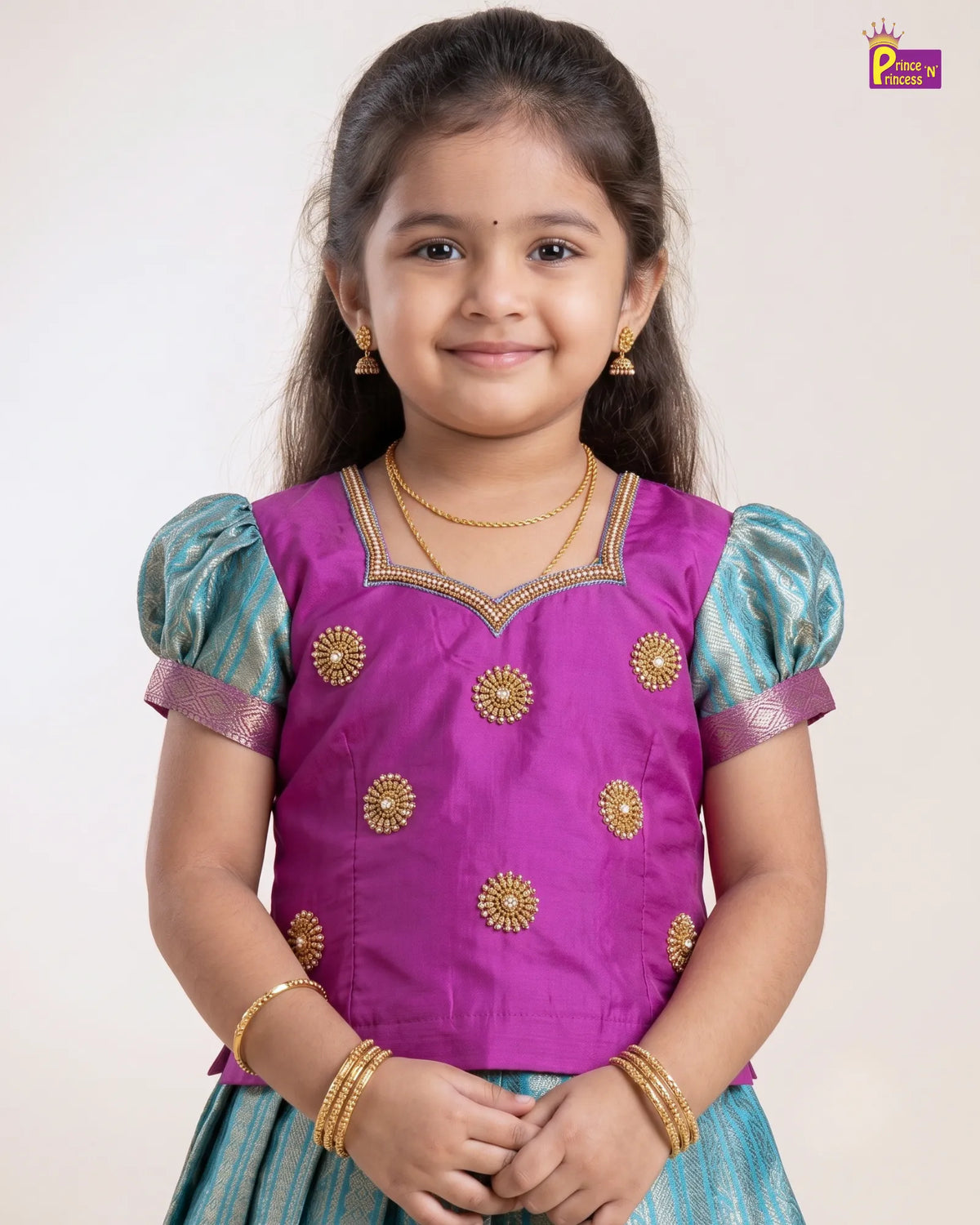 Pink & Blue Pattu Pavadai for Girls - Traditional Silk Wear PPP2097