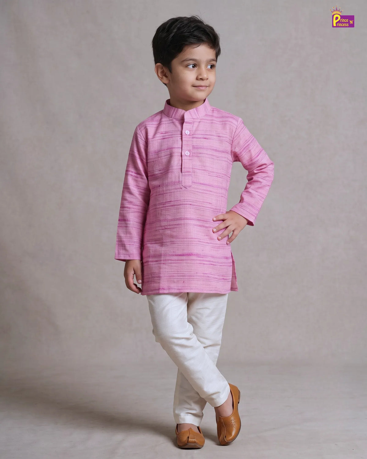 Boys Melange Pink Kurta Pajama - Festival & Function Wear KP244