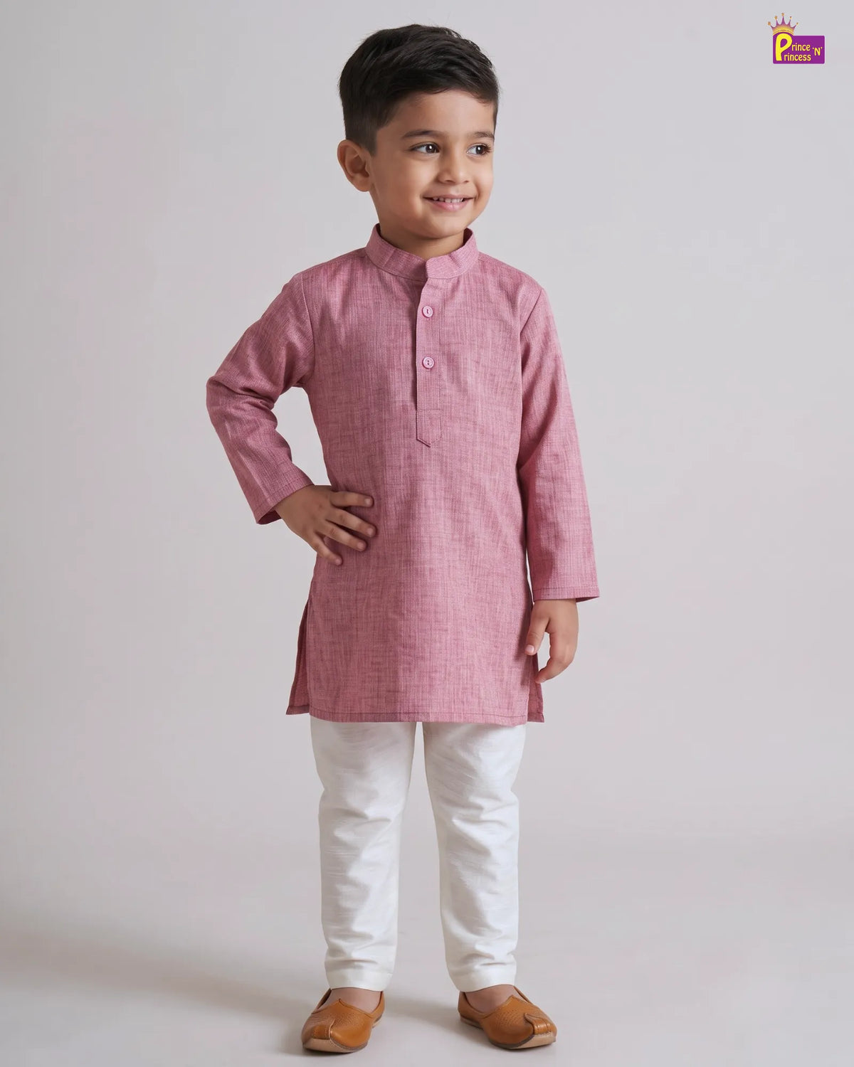 Boys Dusty Rose Melange Kurta Pajama - Diwali Festive Set KP241