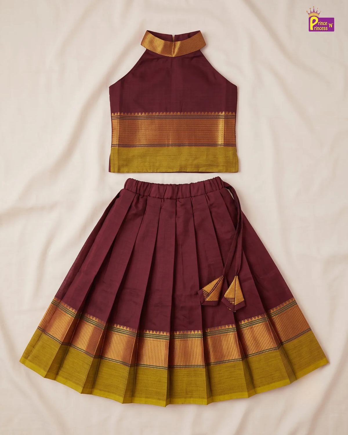 Chettinad Cotton Halter Neck Pavadai for Girls - Diwali Festive Set PPP2178