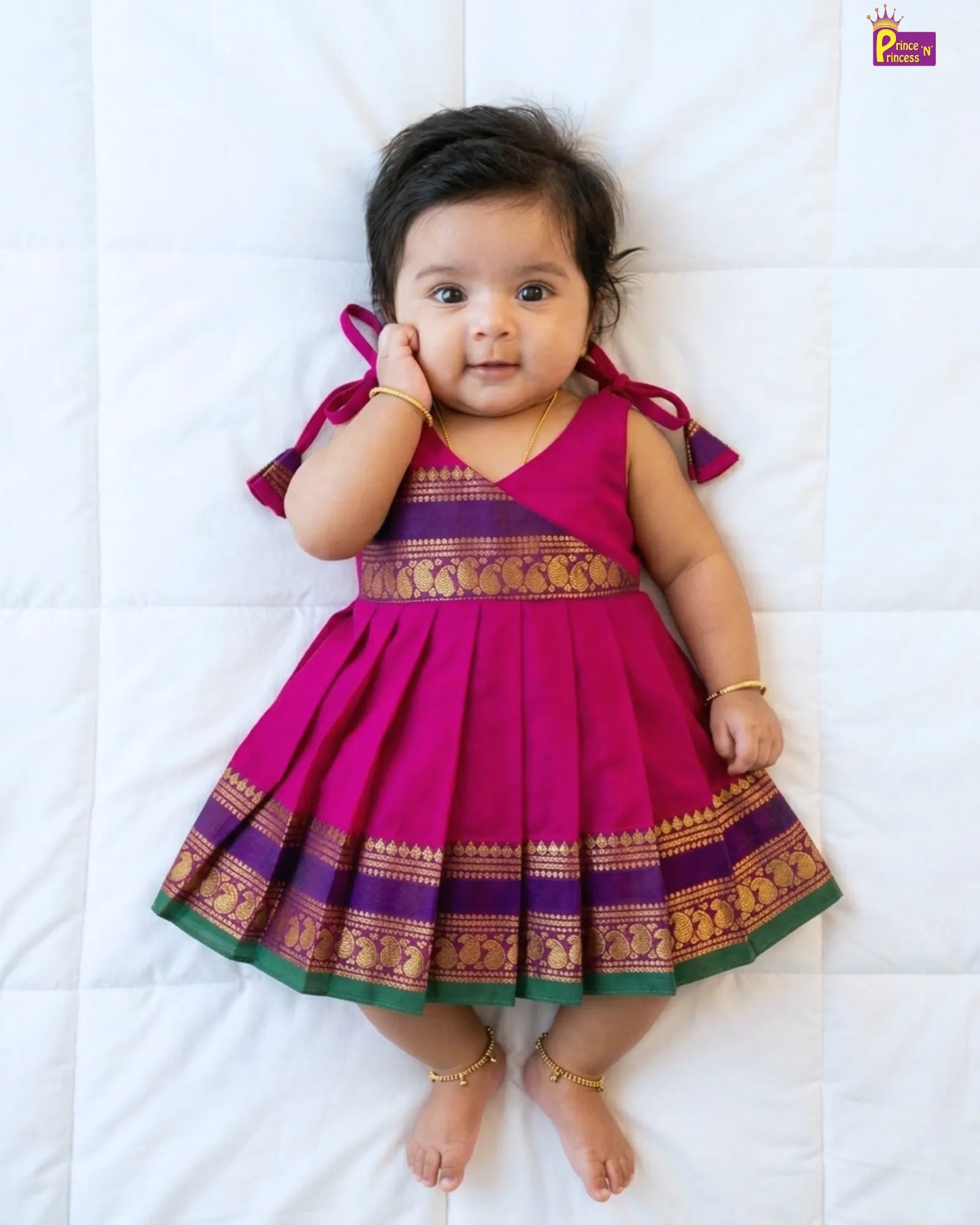 Chettinad Cotton Frock for Newborn Baby S (0-2M)