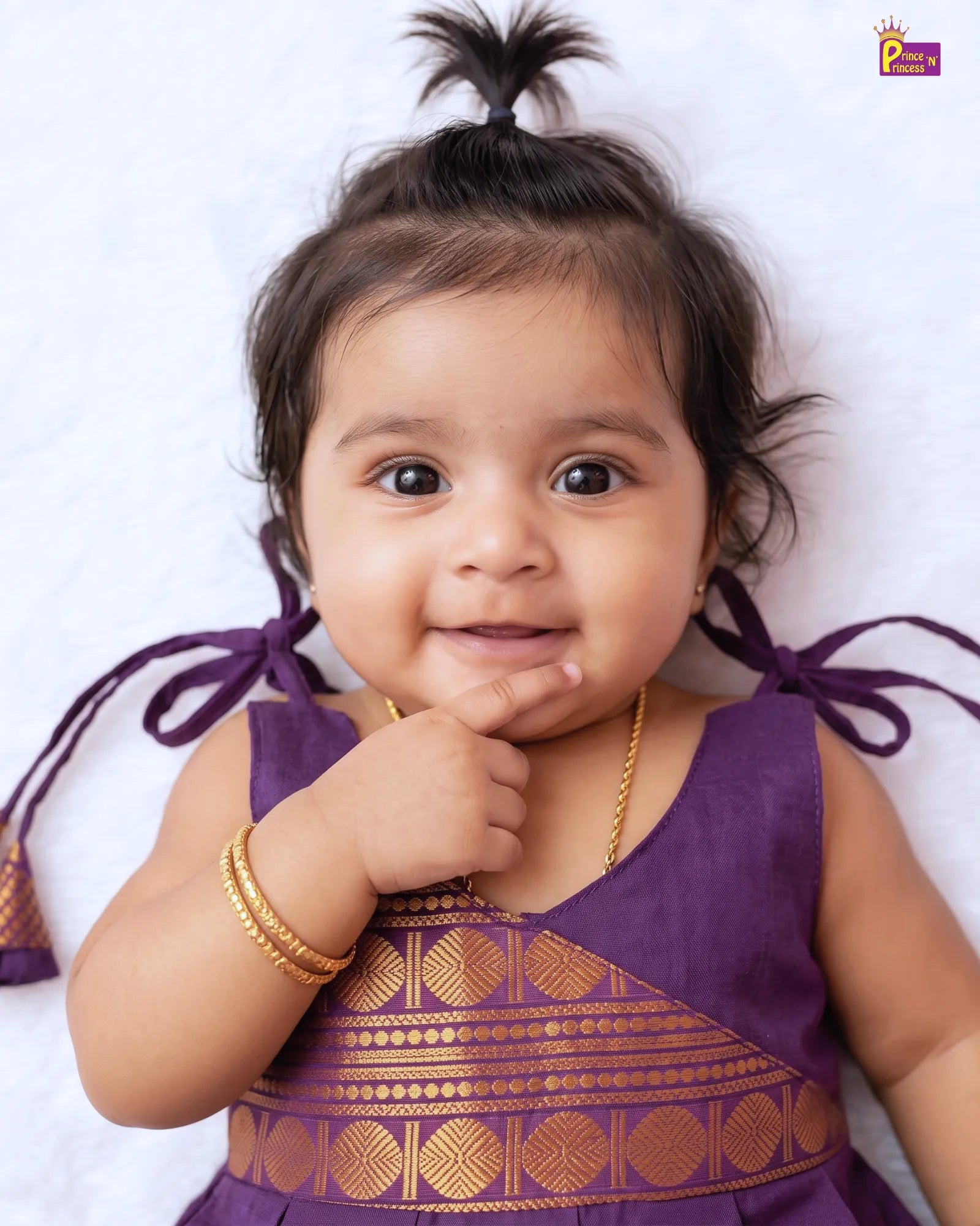 Deep Purple Chettinad Cotton Pattu Frock for Baby Girl | Gold Zari LF2038
