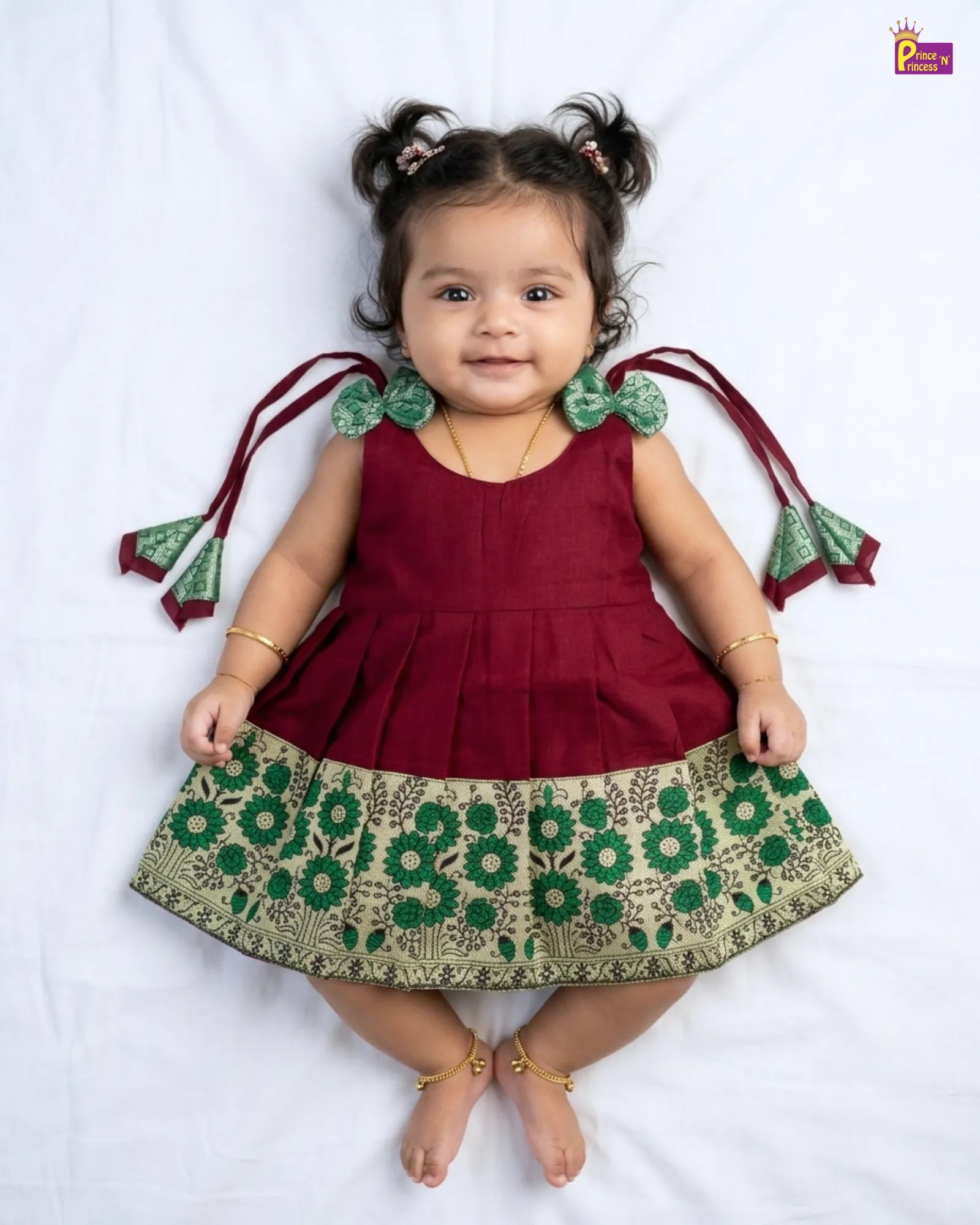 Newborn Baby Girl Maroon Chettinad Cotton Pattu Frock LF2022