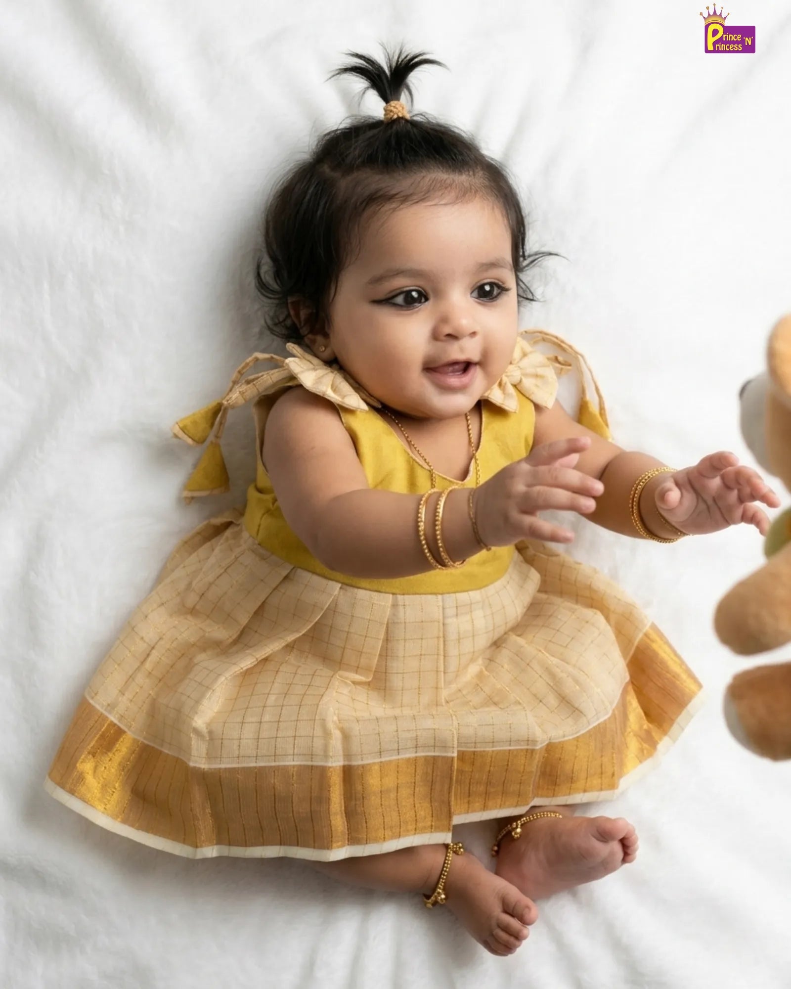 yellow newborn dress Baby Girl Onam Dress Mustard Kerala Cotton