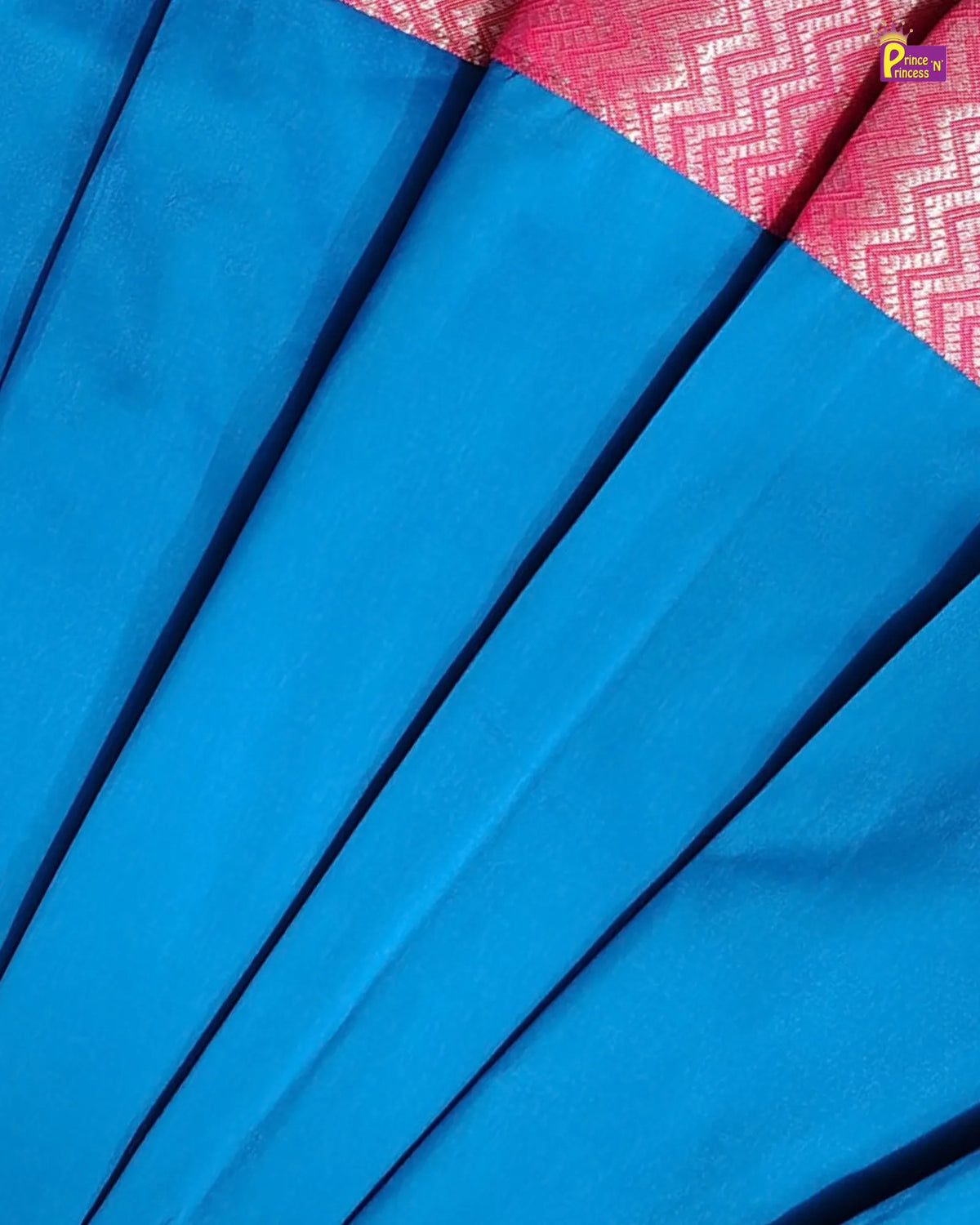 Butterfly Sleeve Newborn Silk Frock - Blue Pink Pattu Dress LF2066