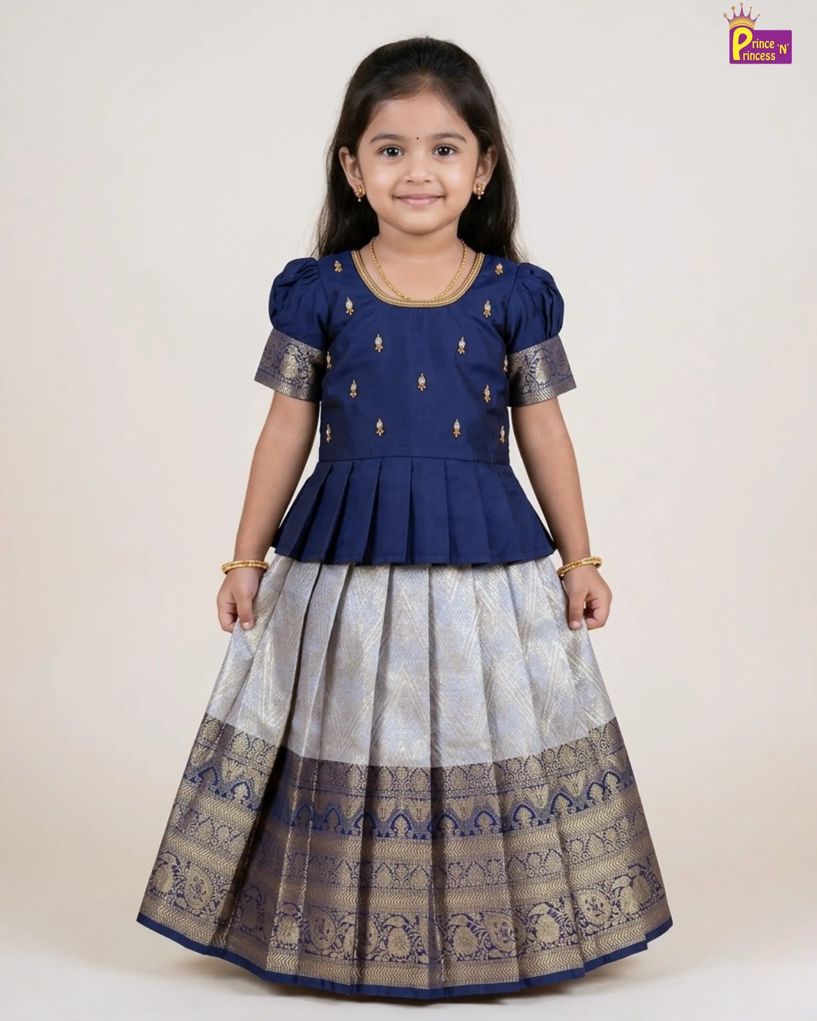 navy blue aari banarasi pattu pavadai only at princenprincess 