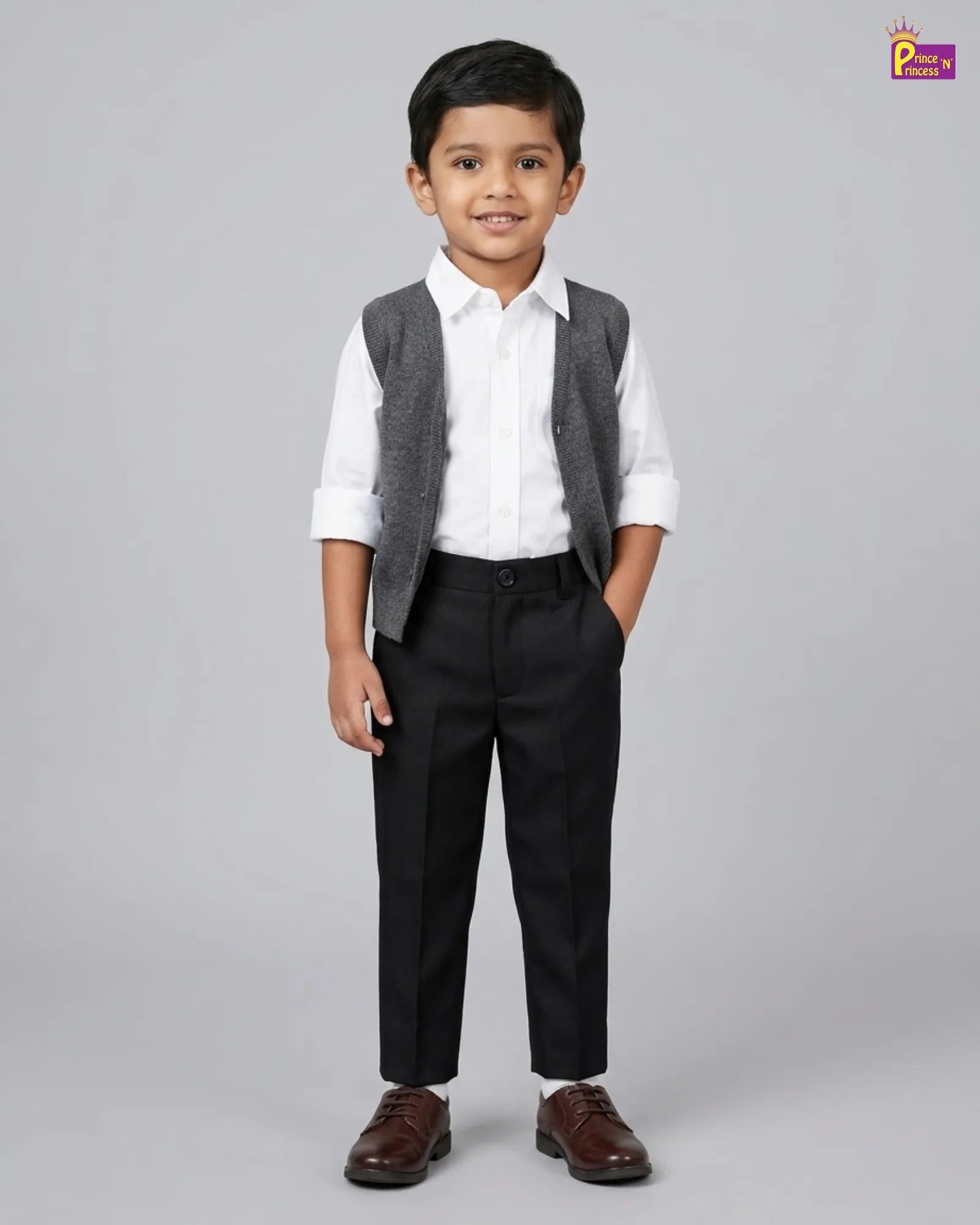 Boys Formal Pant - Kids Black Straight Fit Dress pant for School & Party PT056