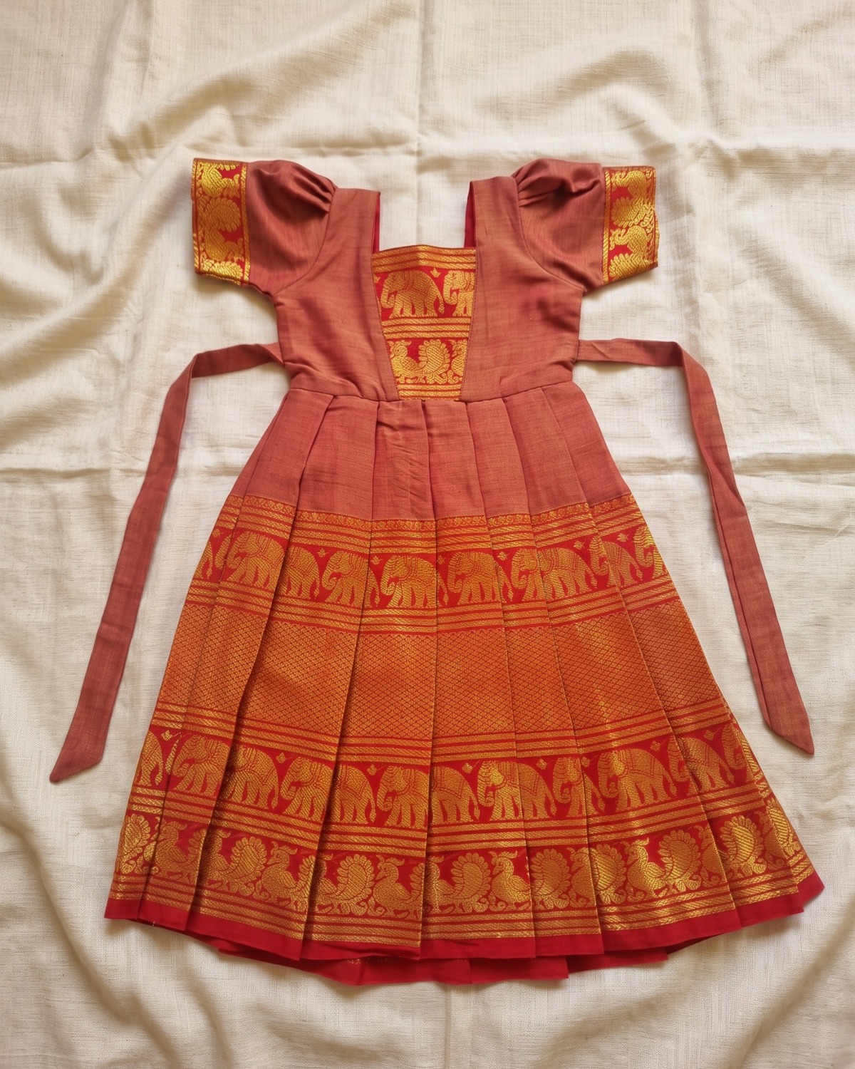 Elegant Gold Chettinad Cotton Gown for Diwali, Navratri & Pongal - PG749