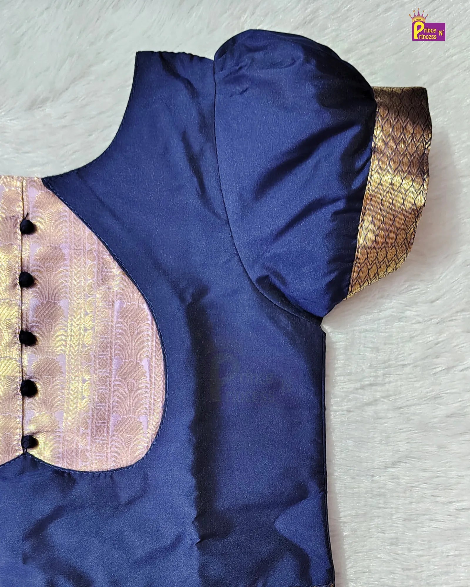 Heart Yoke Pattu Pavadai for Girls | Navy Blue lavender PPP2126