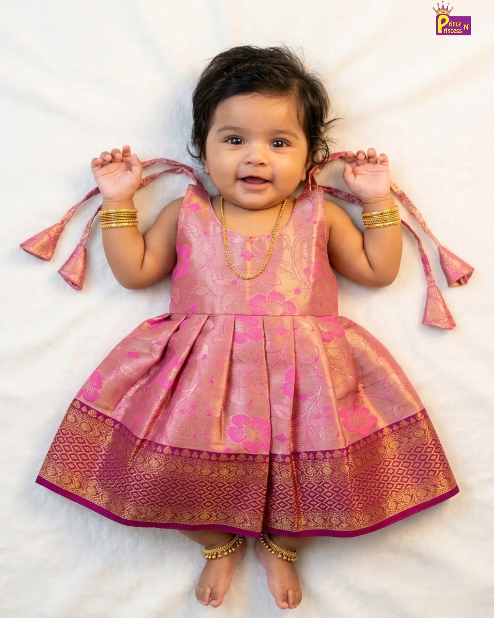 Banarasi Silk Pattu Frock – Newborn Festival Look LF1821