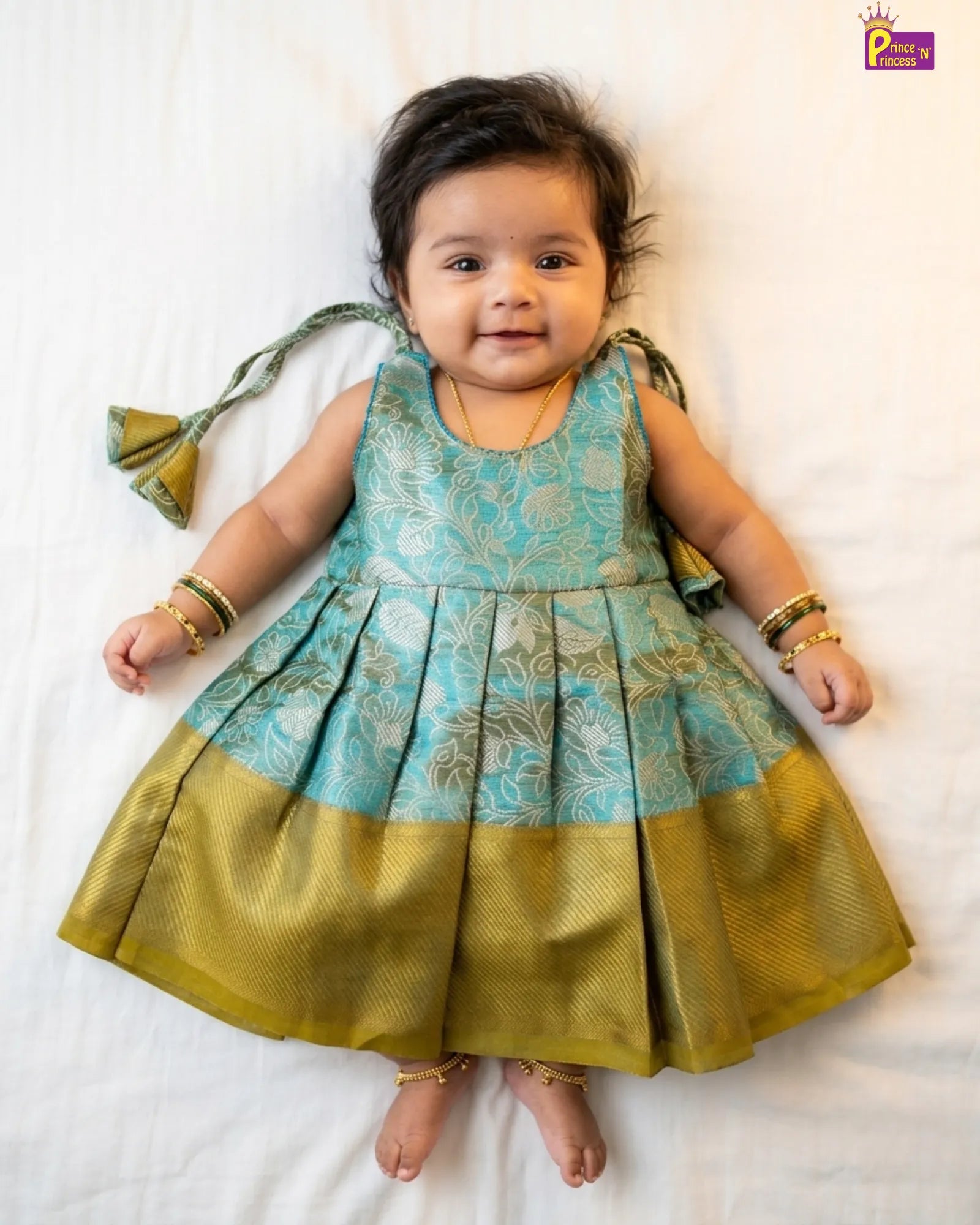 Newborn Baby Girl Double Shade Silk Pattu Frock LF1822