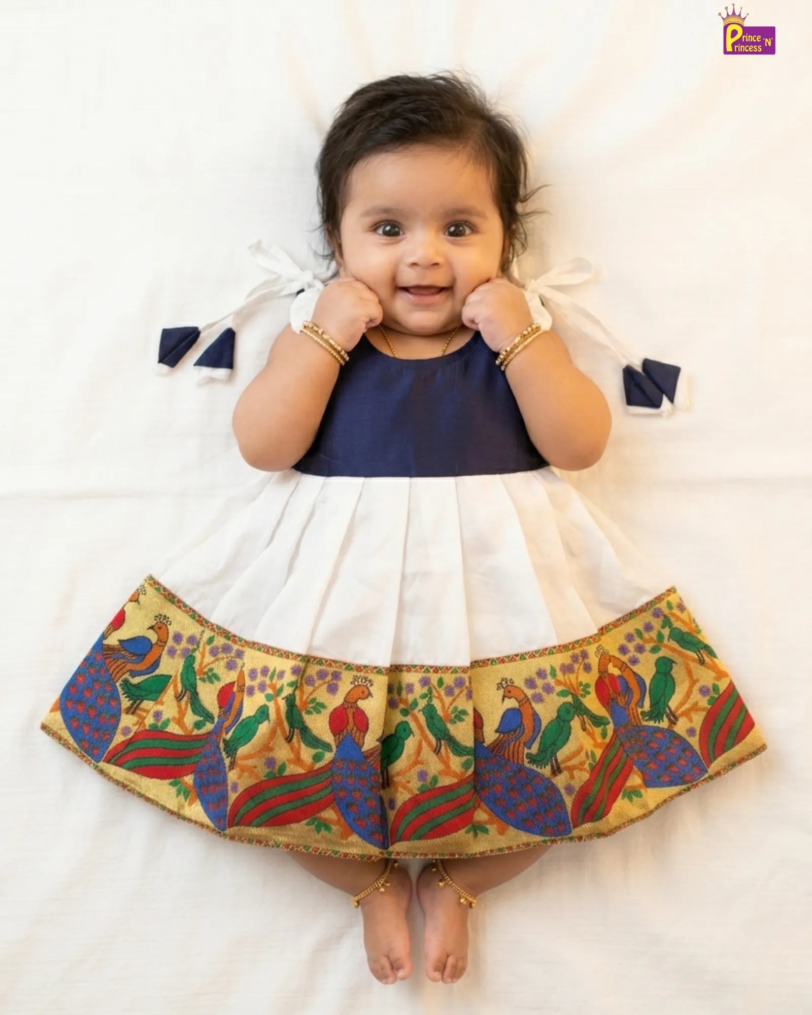 she is so happy while wearing princenprincess pattu frock