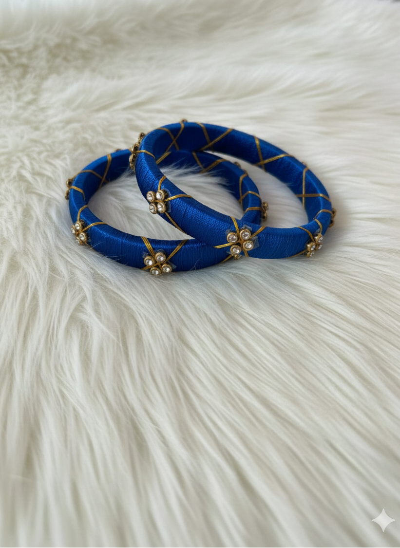 Kids Blue Silk thread Bangles BA013