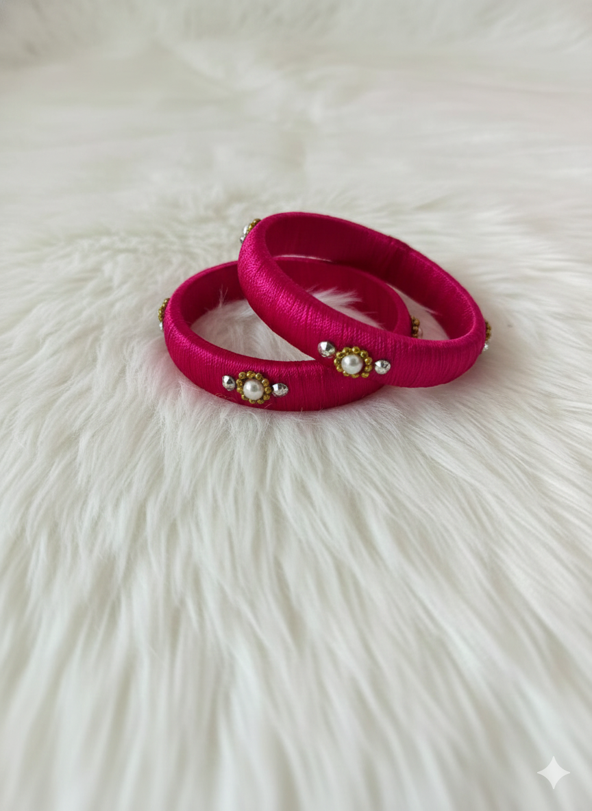 Kids Pink Silk thread Bangles BA018