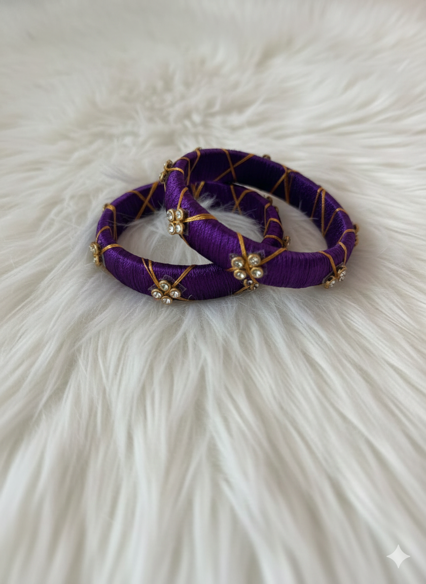 Kids Violet Silk thread Bangles BA024