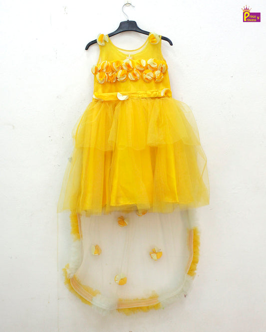 Kids Mango yellow  Birthday Frock  BG164