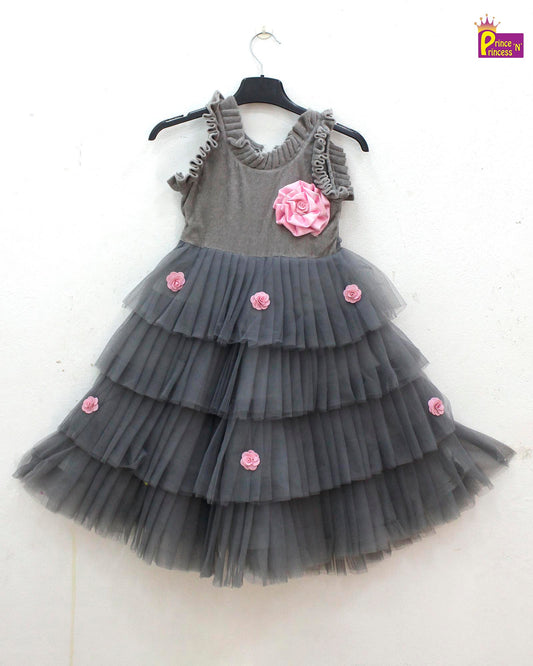 Kids Grey Grand Birthday Gown LDF100