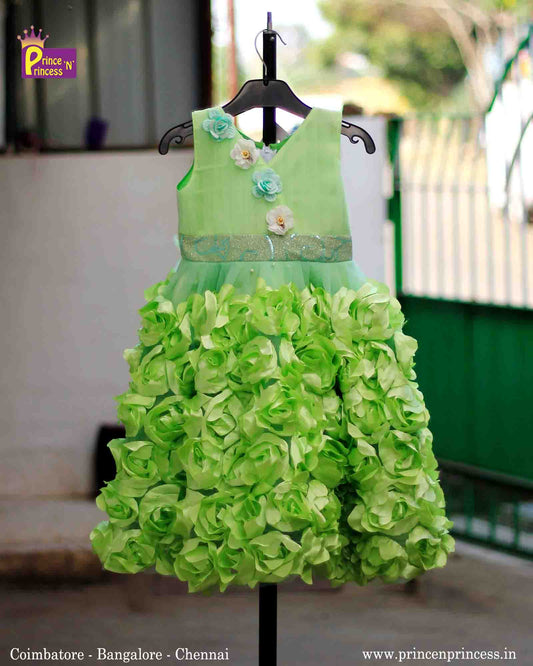 Kids Green  Party Gown BG085